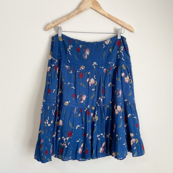 Chaps Blue Floral Tiered Skirt - Picture 5 of 7